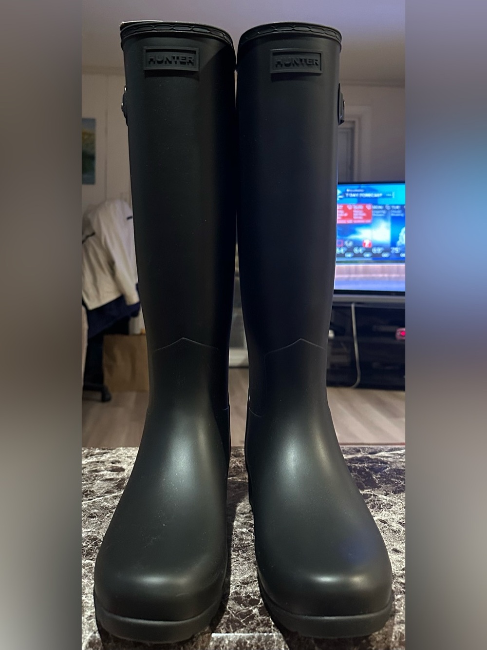 Hunter Tall Matte Rain Boots in Black